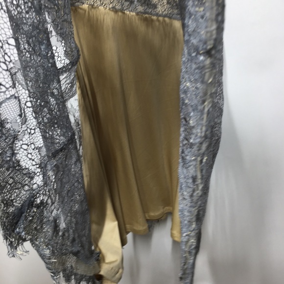 Tadashi Shoji Metallic Lace Tiered Rosette Dress 2 - Picture 8 of 14